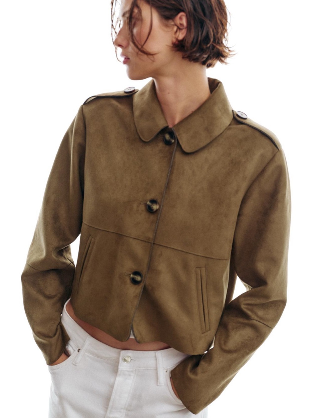 Zara Faux Suede Cropped Jacket